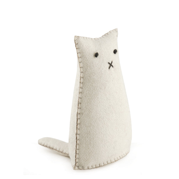 Felt standing cream cat - Helena