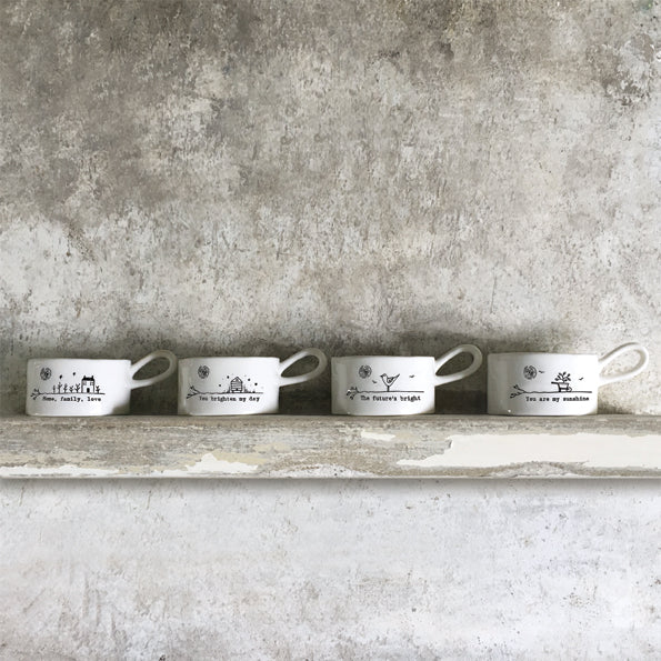 Porcelain Handled Tea Light Holder - Home, Family, Love