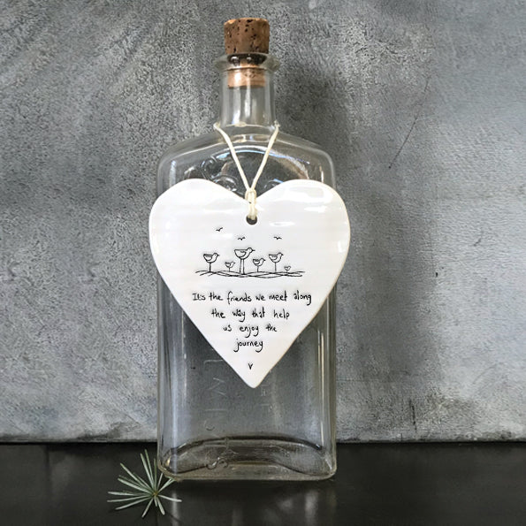 Hanging Porcelain Heart - The friends we meet along the way