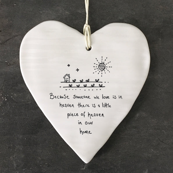 Porcelain Heart hanger- Because Someone In Heaven