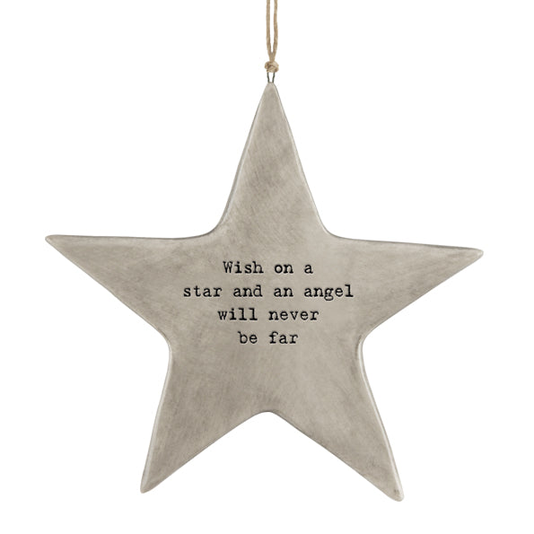 Porcelain Rustic hanging star- Wish on a star