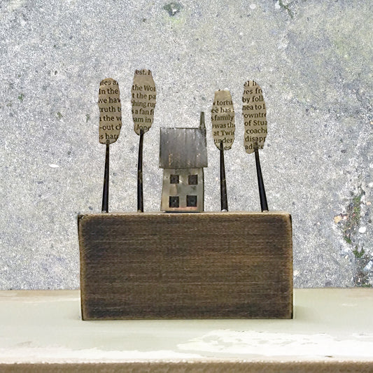 'Double Fronted House' Metal & Driftwood Scuplture