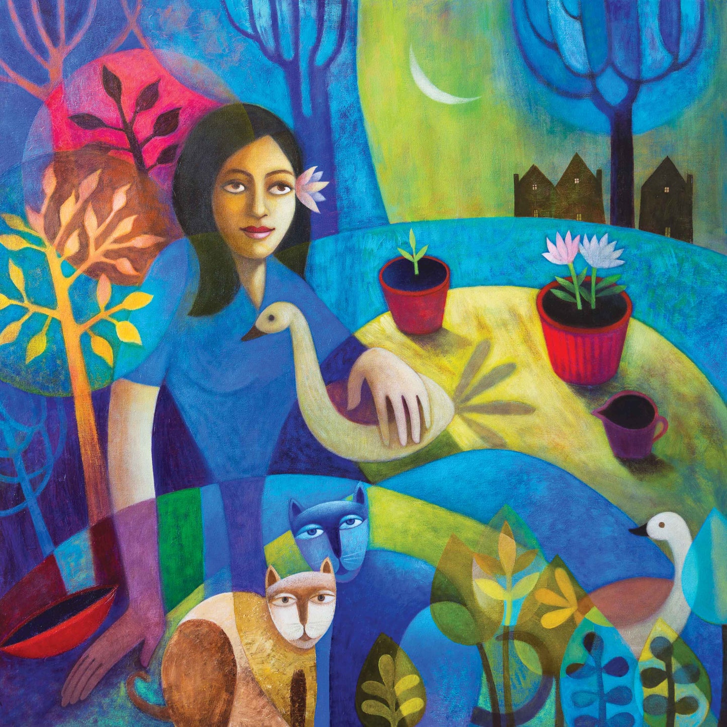 Pet Girl from an acrylic colours by Sunita Khedekar - Greetings card