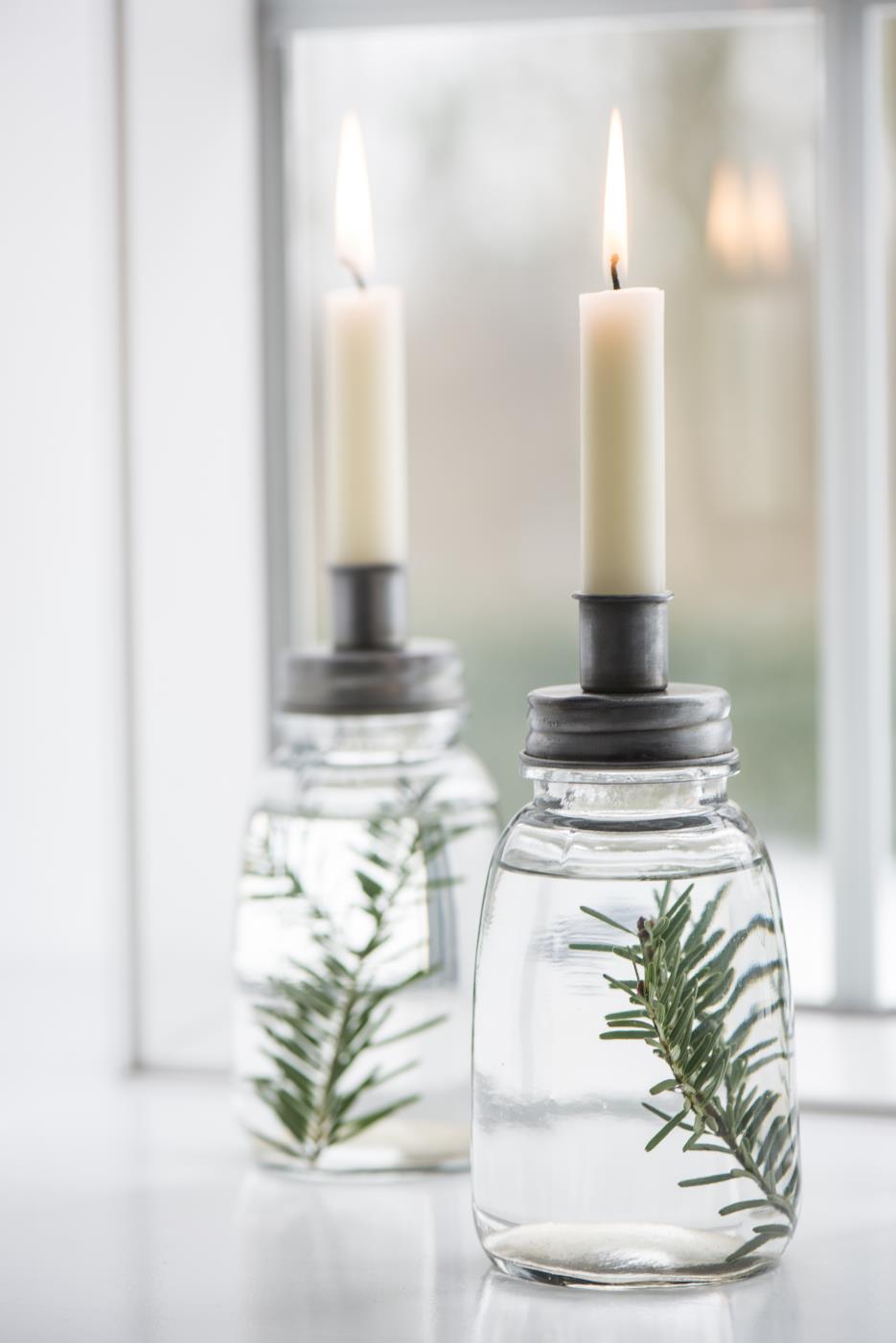 Candle Holder- Glass Jar with Metal Lid