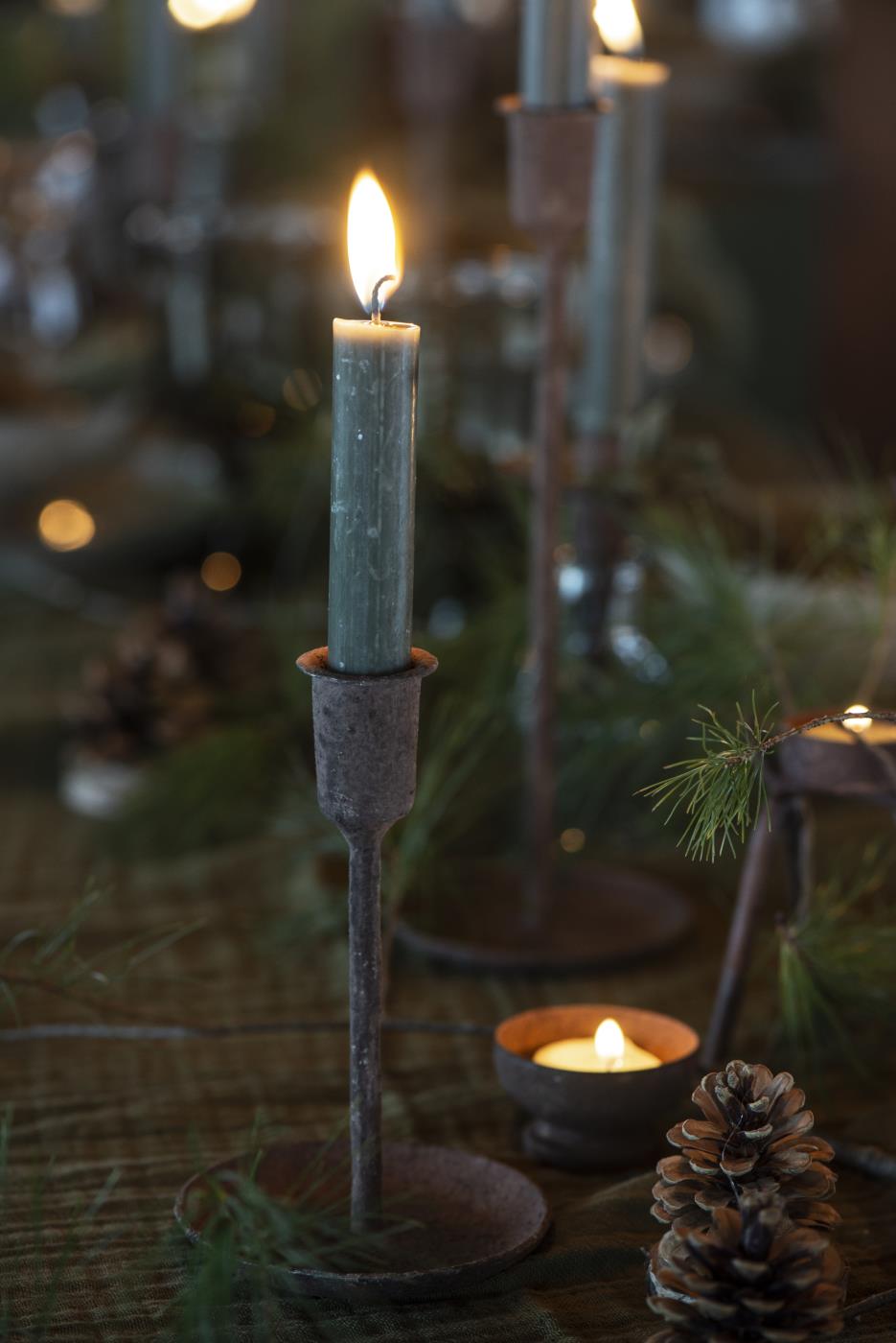 Handmade Rustic Candle Holder - Rust finish