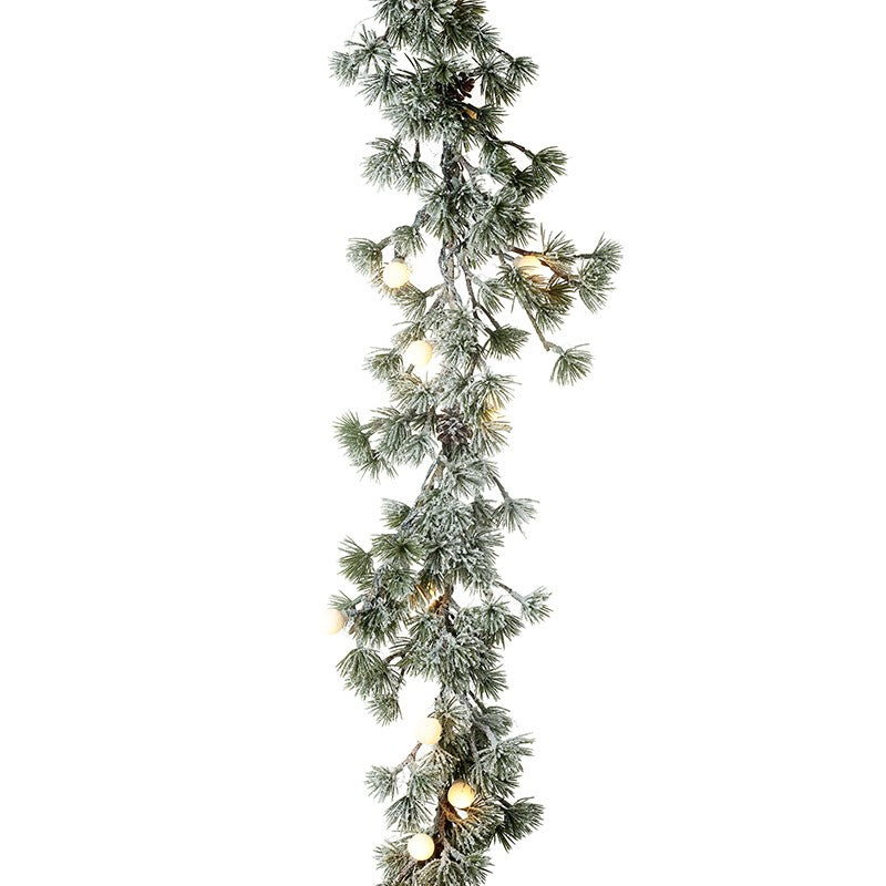 Light Up Fir Garland with snow decoration