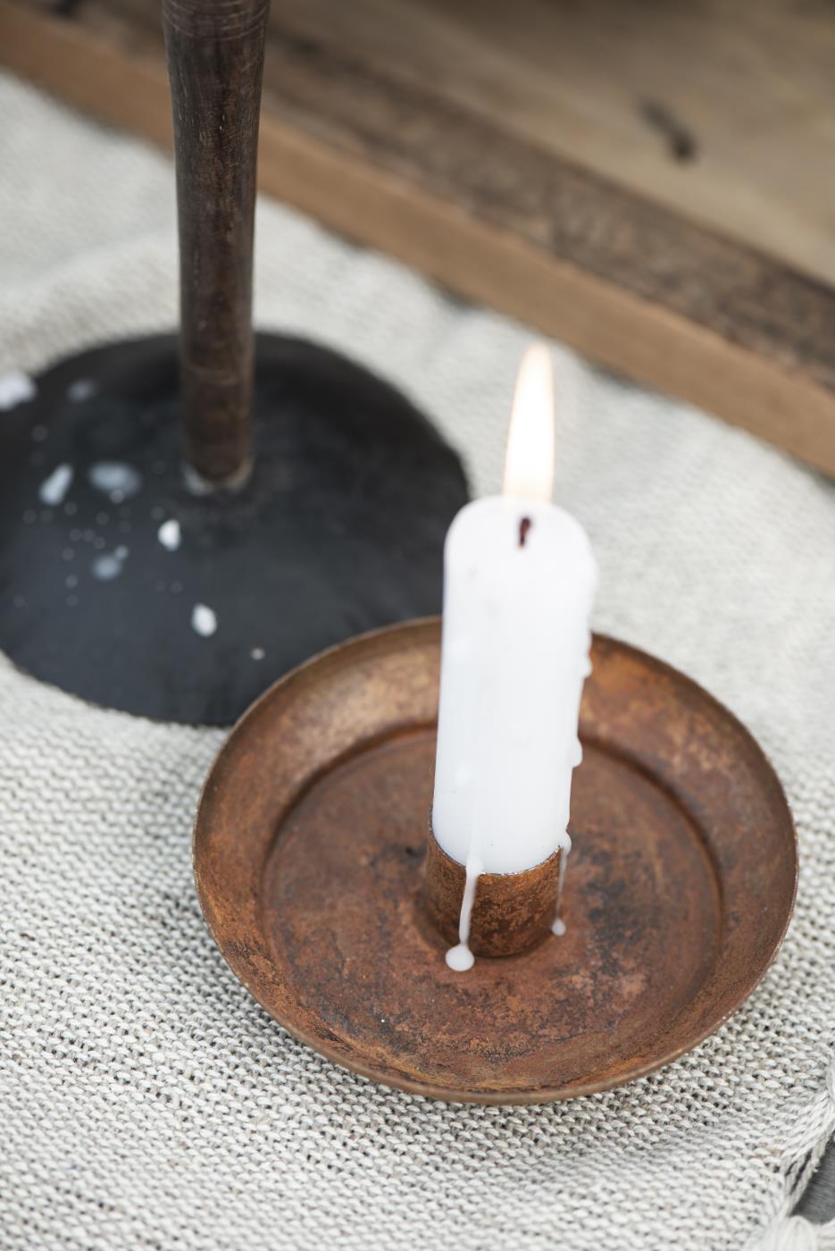 Candle holder for a dinner candle- in rust