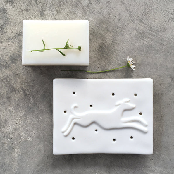 Porcelain soap dish / stand - Dog