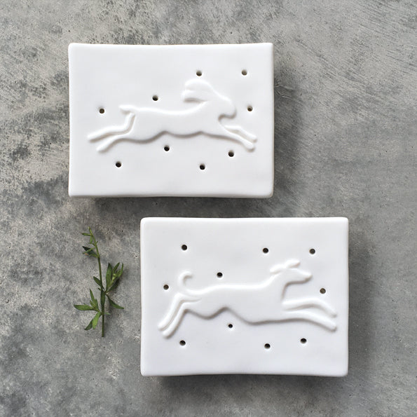Porcelain soap dish / stand - Hare