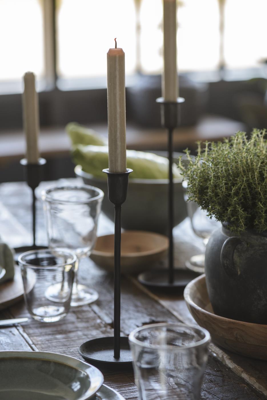 Handmade Rustic Candle Holder - Medium Black