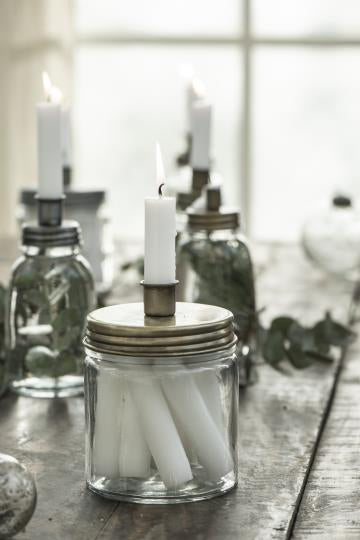 Candle Holder- Glass with Zinc Silver lid