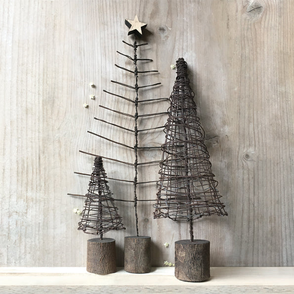 Handmade Rusty Wire Christmas Tree - Small