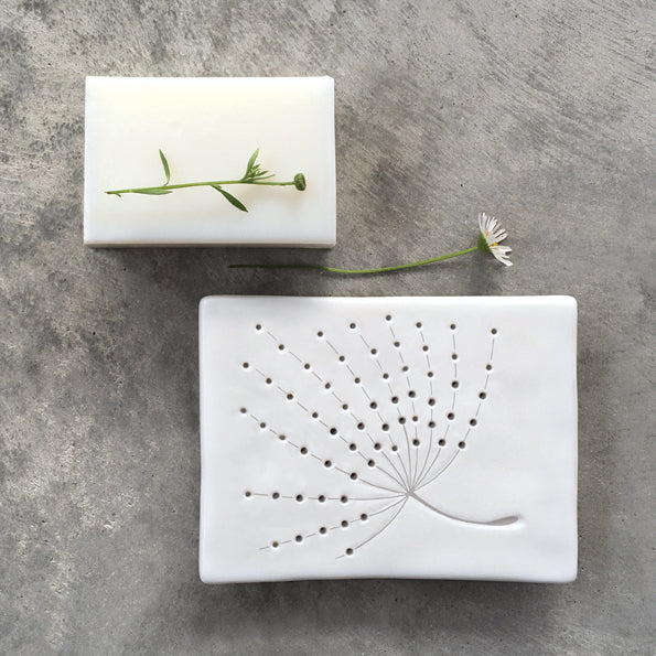 Porcelain soap dish / stand - Dandelion