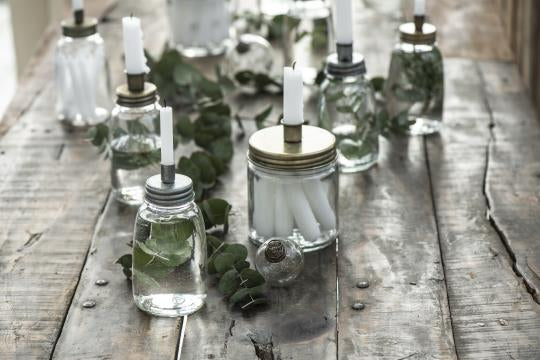 Candle Holder- Glass with Zinc Silver lid
