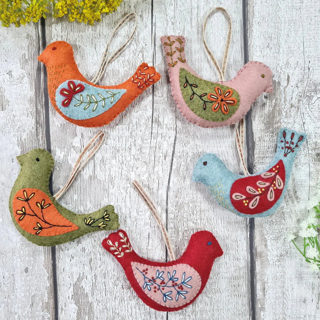 Folk Birds Wool Mix Felt Craft Kit