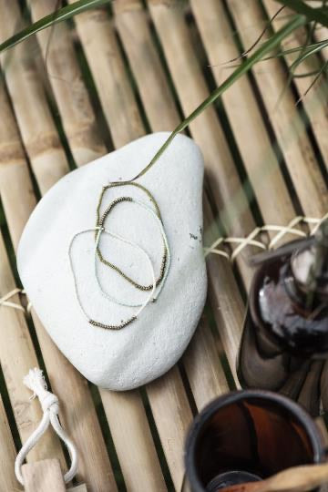 Glass and Bead Elastic Bracelet