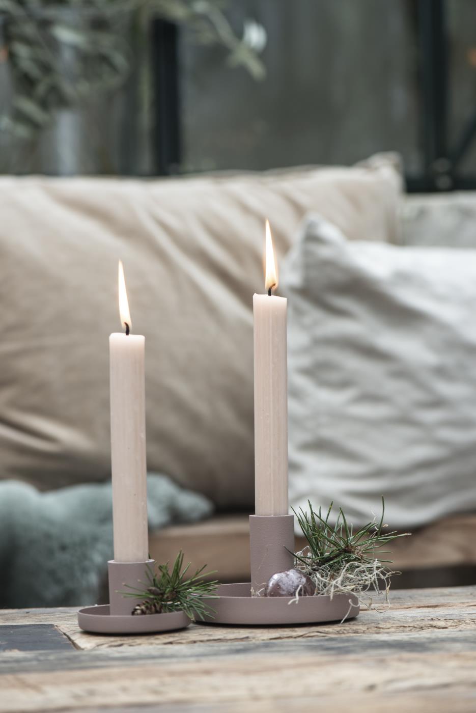 Dusky Pink Metal Dinner Candle Holder