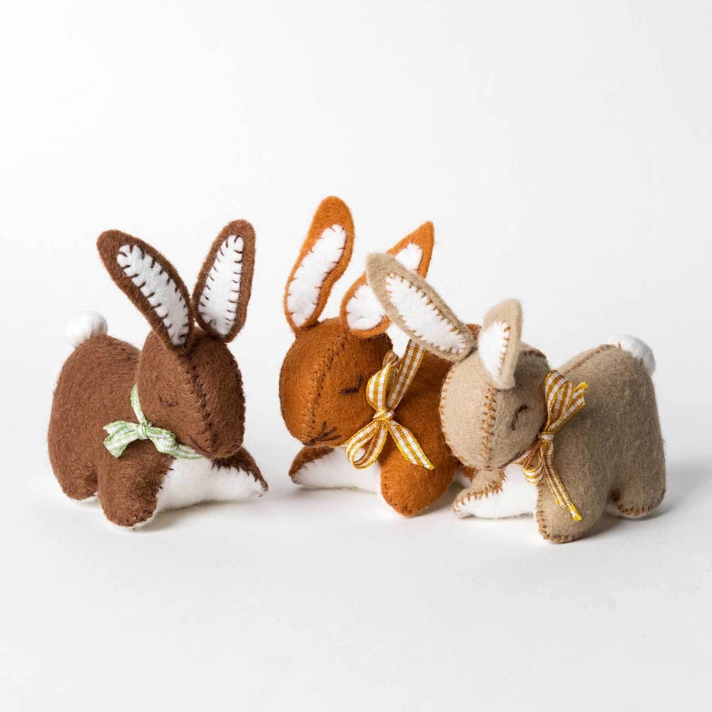 Bunnies wool mix felt craft Kit
