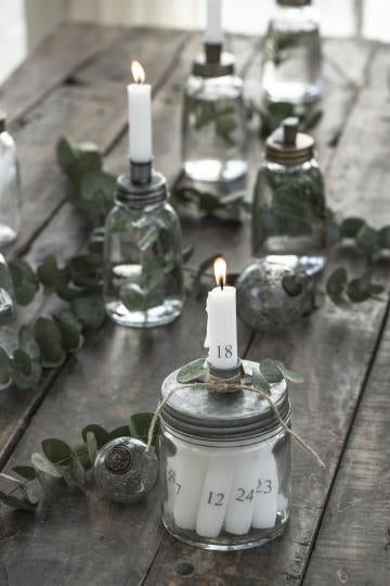 Candle Holder- Glass with Zinc Silver lid