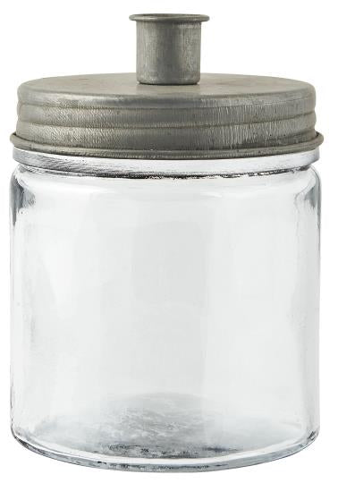 Candle Holder- Glass with Zinc Silver lid