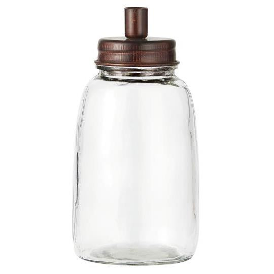 Candle Holder - Glass Jar with Metal Lid and 12 taper candles