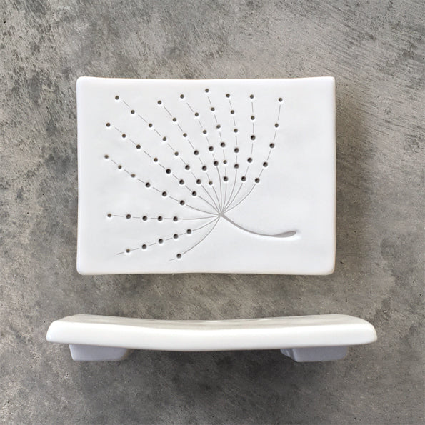 Porcelain soap dish / stand - Dandelion