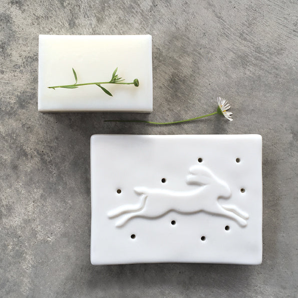Porcelain soap dish / stand - Hare
