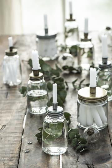 Candle Holder- Glass with Zinc Silver lid