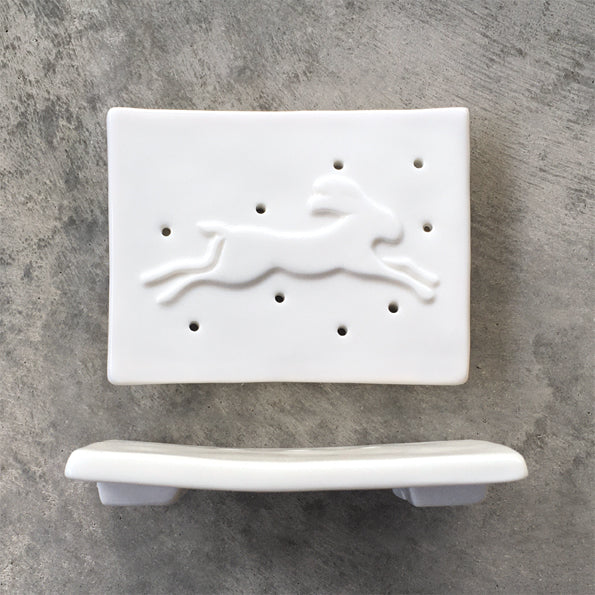 Porcelain soap dish / stand - Hare