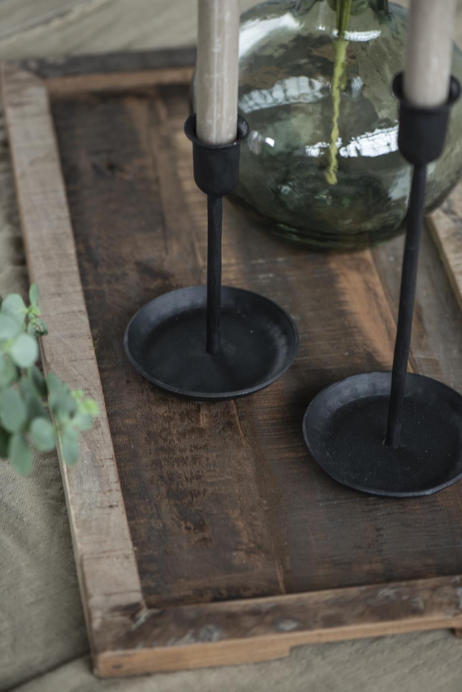 Handmade Rustic Candle Holder - Medium Black