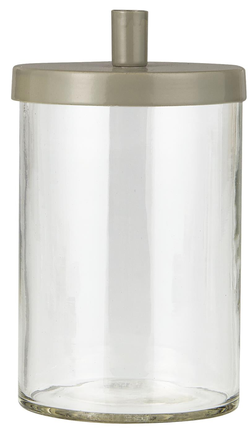 Taper Candle Holder- Glass with Metal Lid