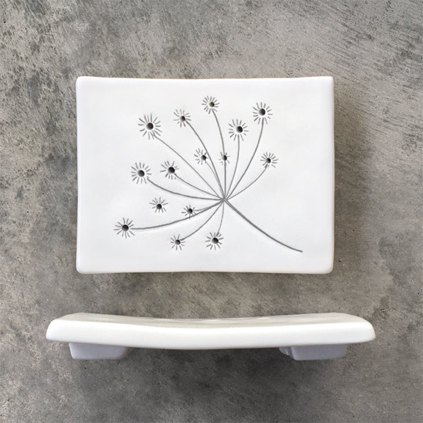 Porcelain soap dish / stand - Cow Parsley