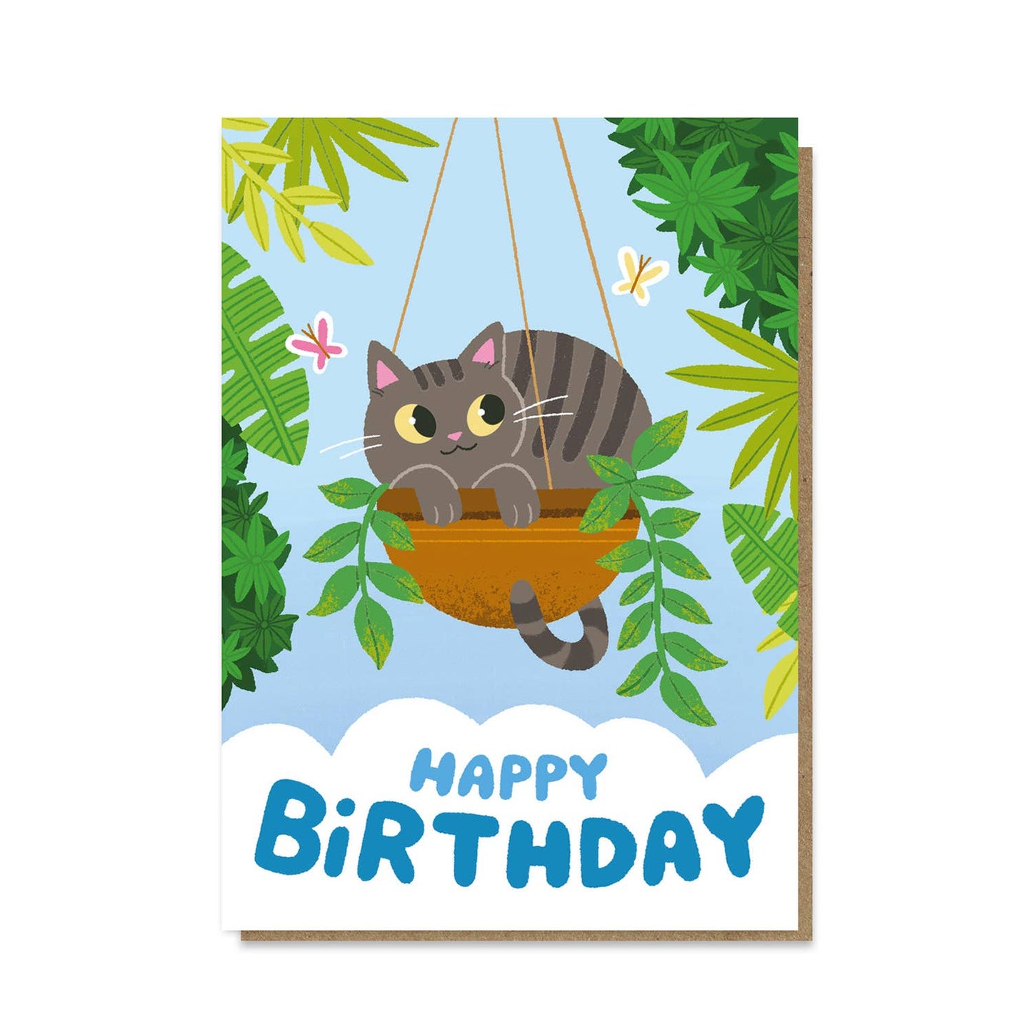 Cat in Basket Birthday Card