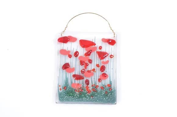 Handmade Fused Glass - Poppy Token