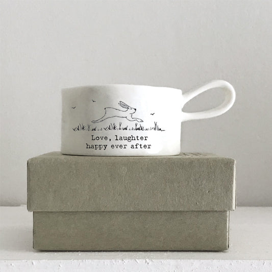 Porcelain Handled Tea Light Holder - Happy Ever After