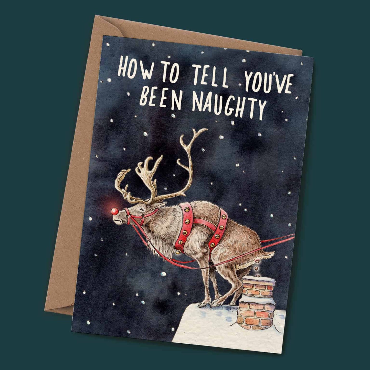 Naughty Reindeer - Christmas Card