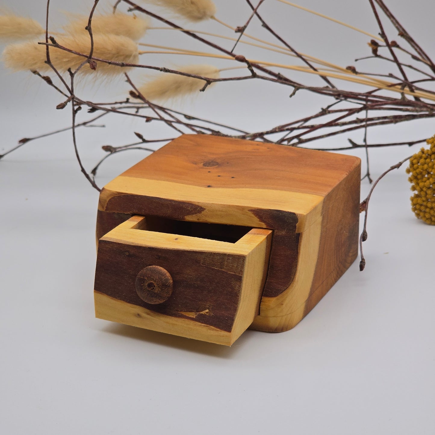 Natural edge wooden box - Yew
