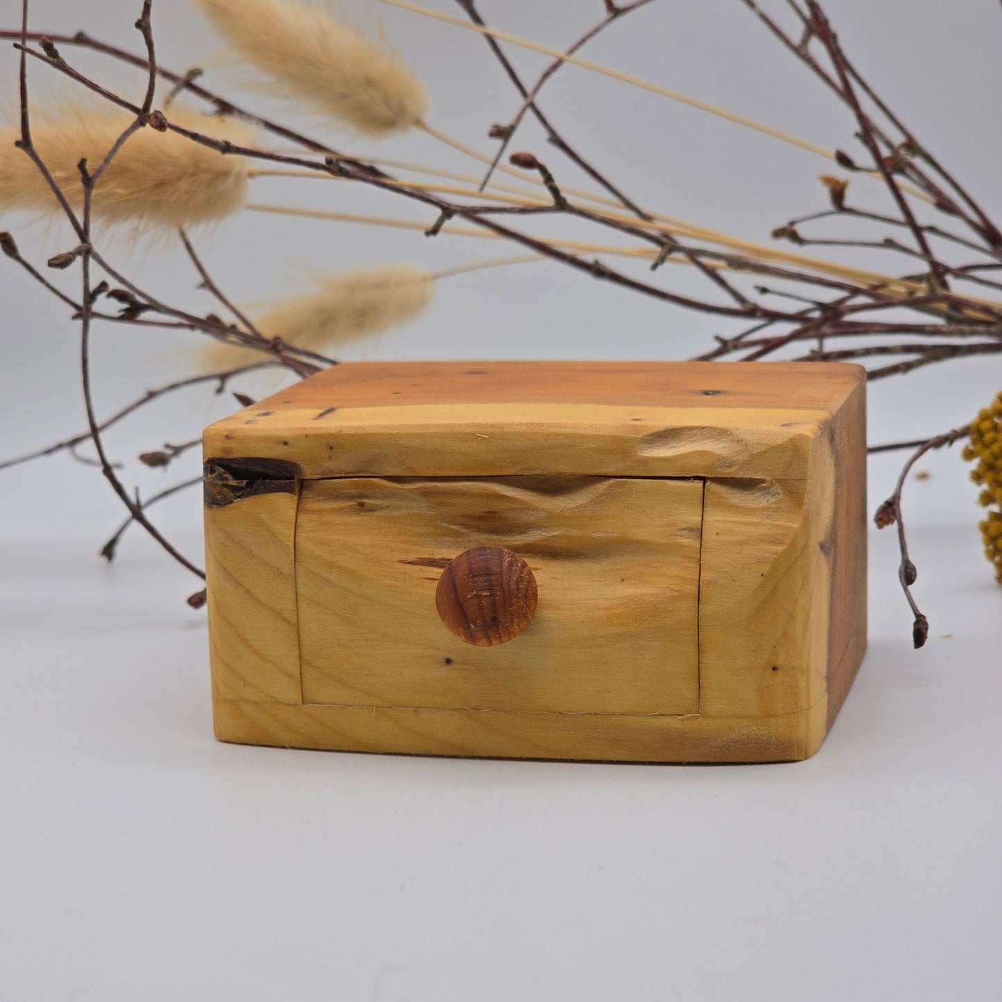 Natural edge wooden box - Yew