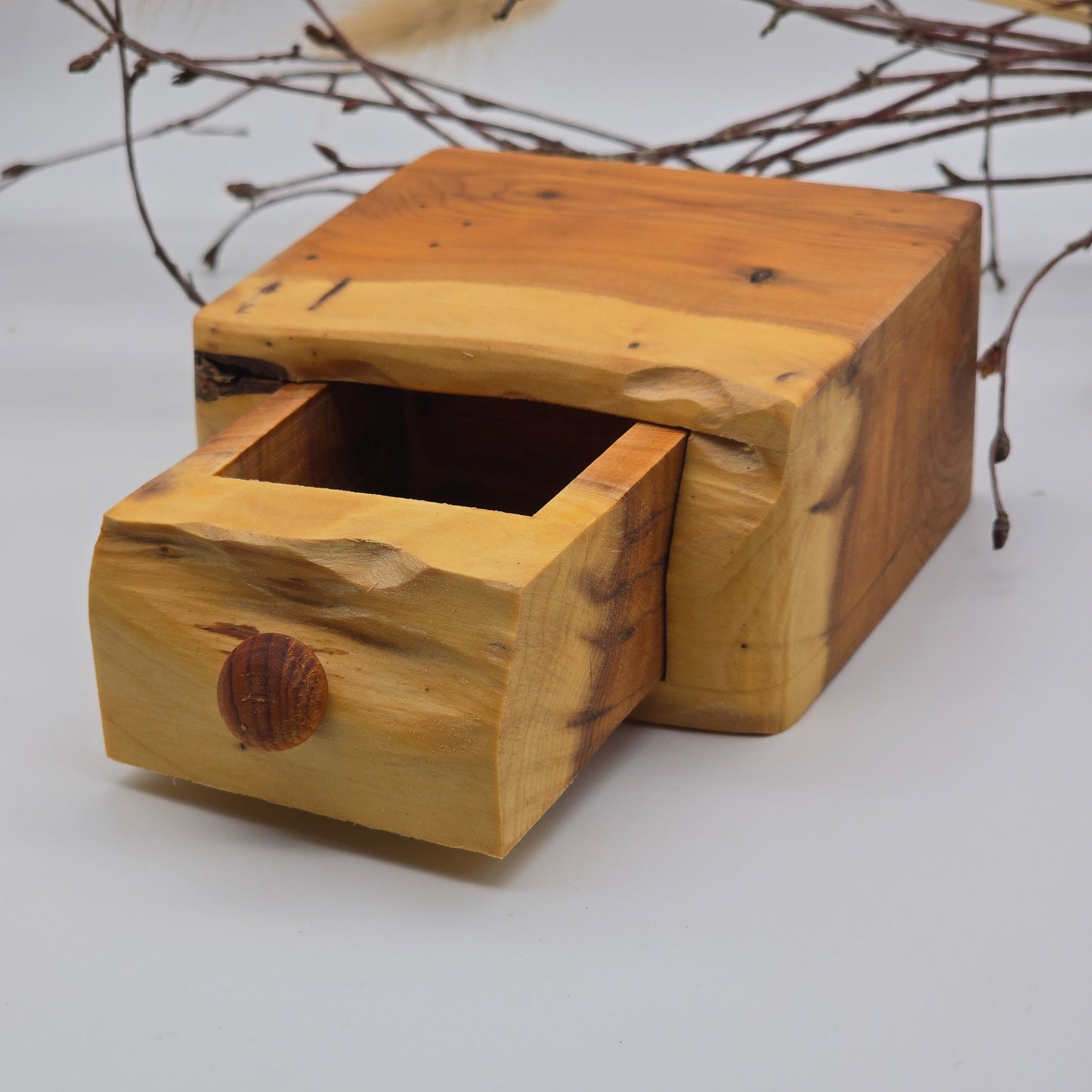Natural edge wooden box - Yew
