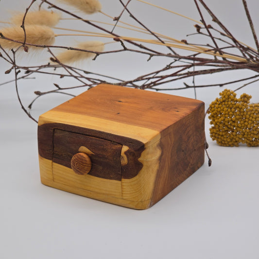 Natural edge wooden box - Yew