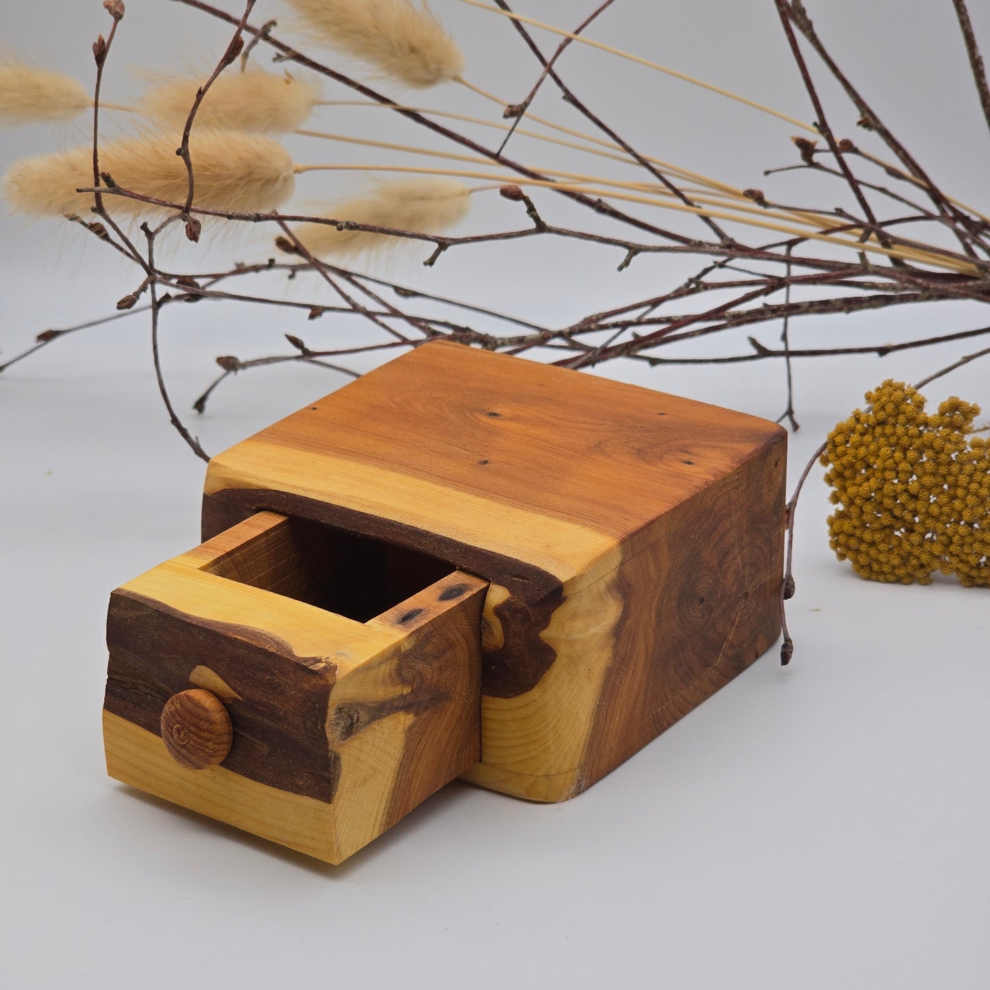 Natural edge wooden box - Yew