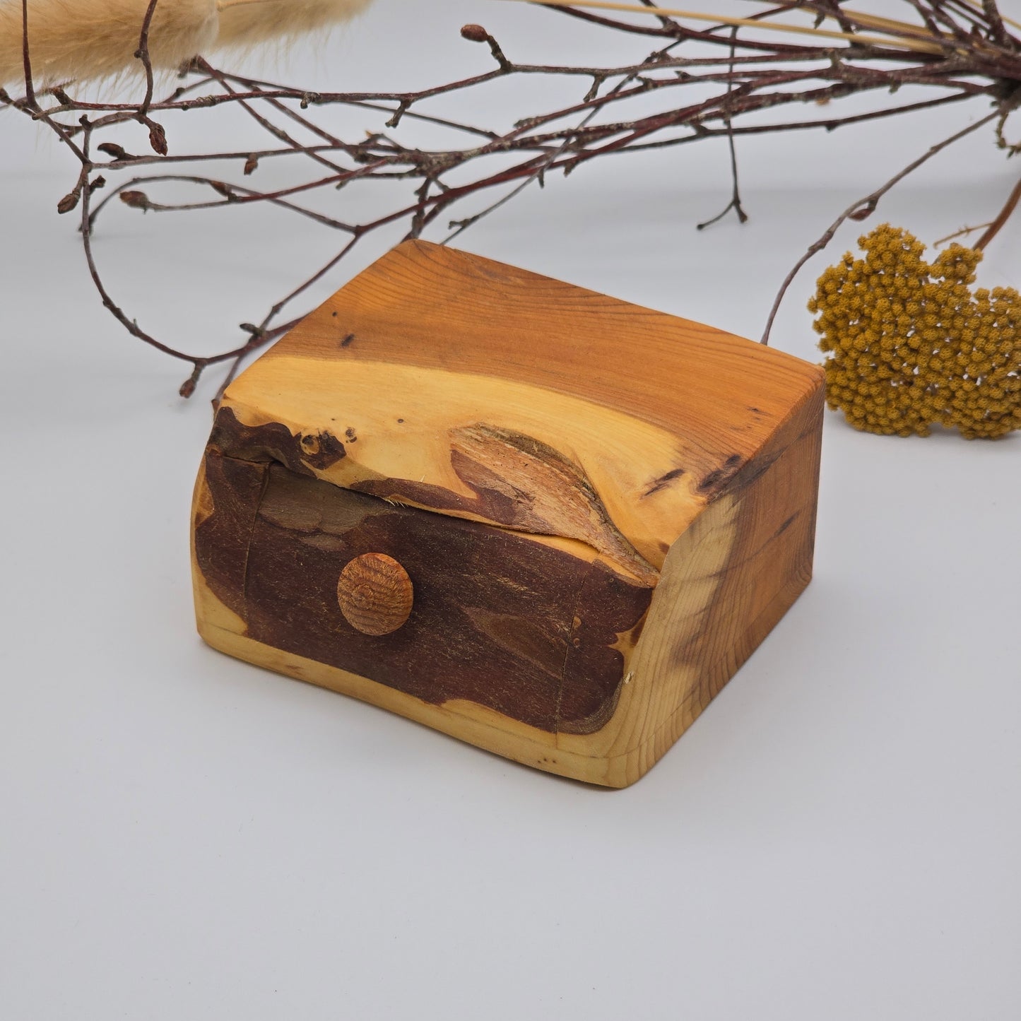 Natural edge wooden box - Yew