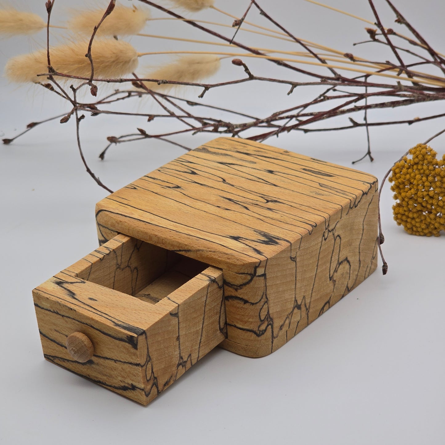 Natural edge wooden box - Spalted Beech