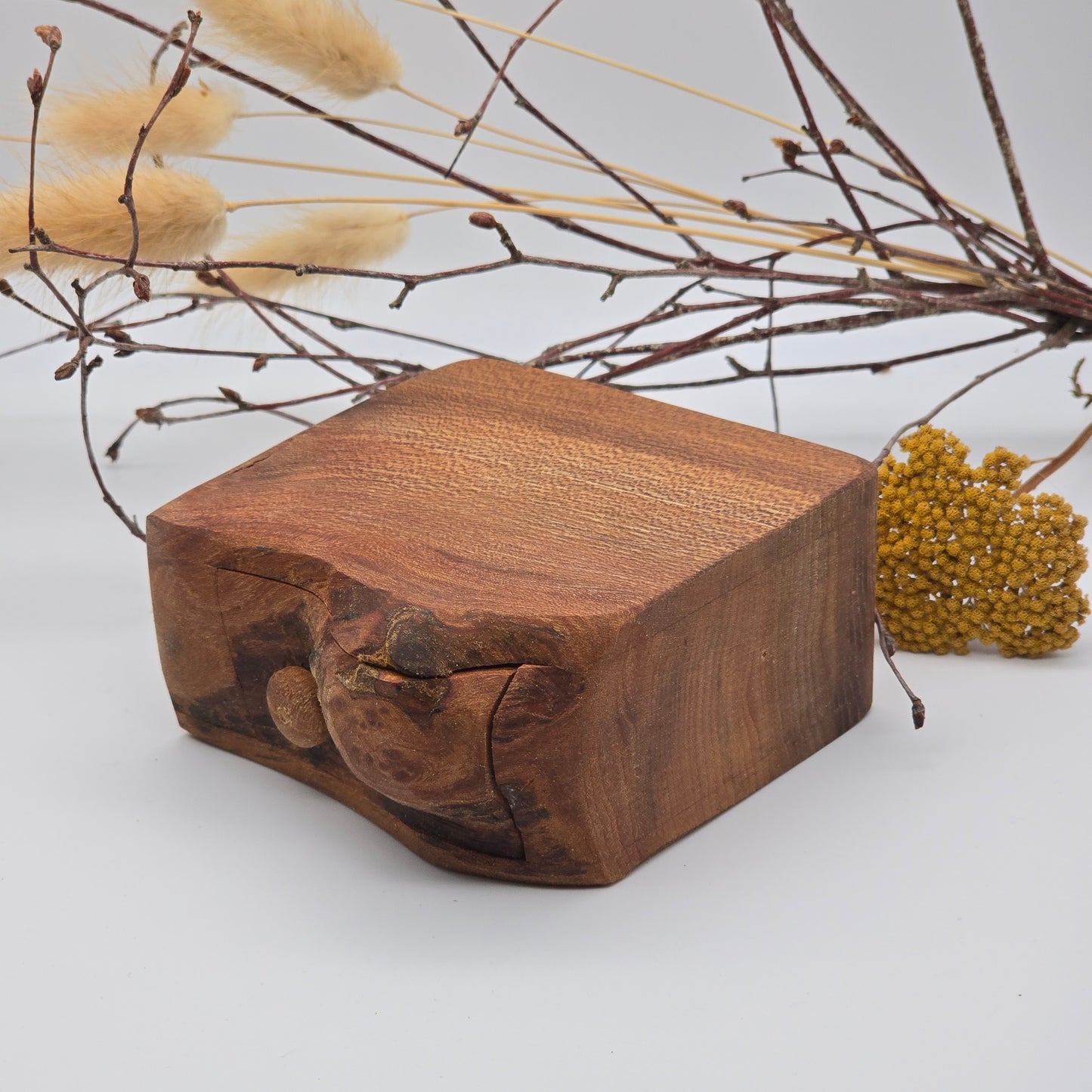 Natural edge wooden box - Elm Burr