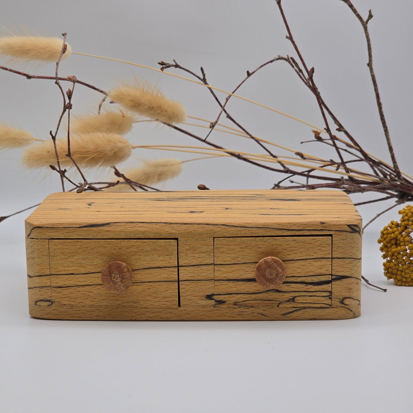 Natural edge wooden double box - Spalted Beech
