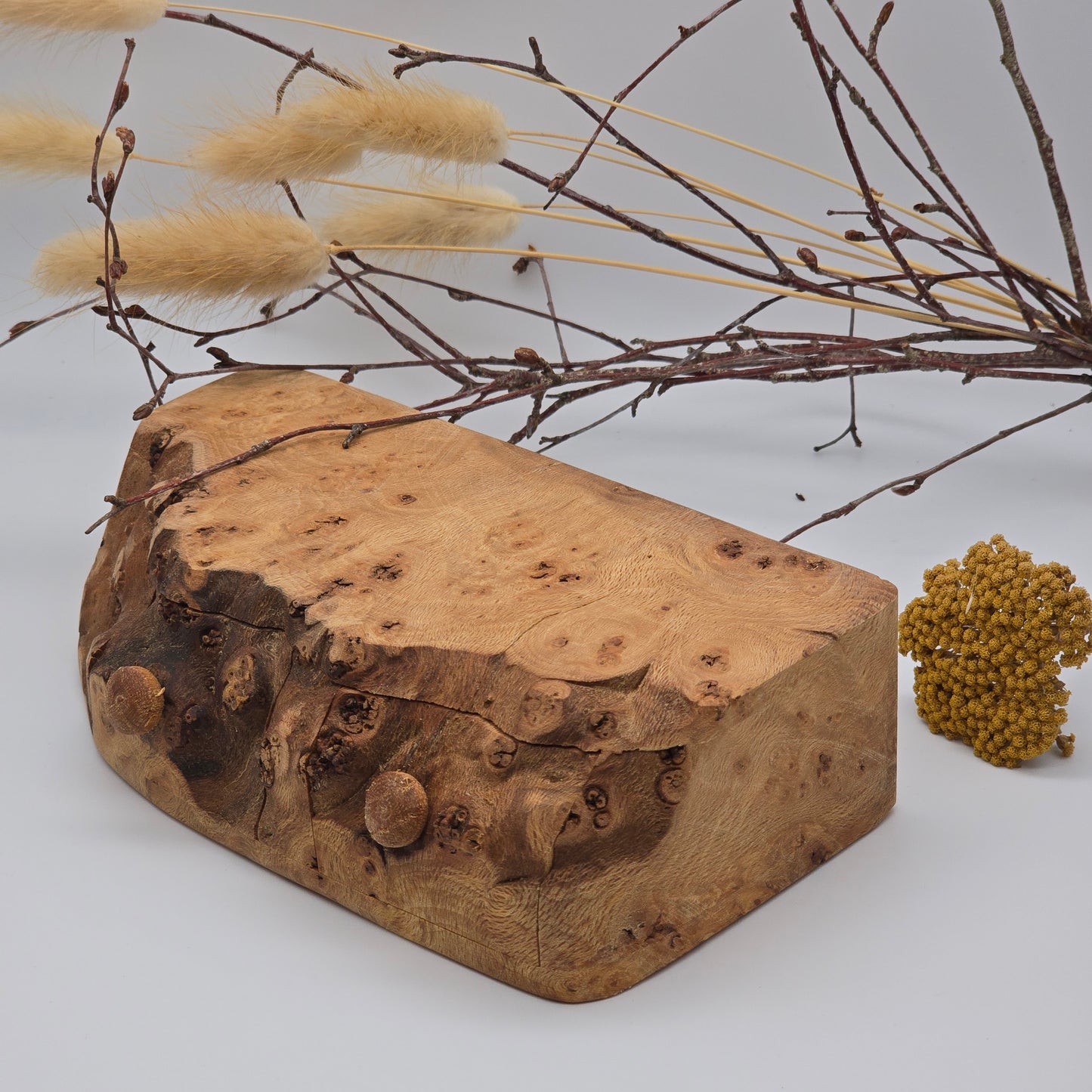 Natural edge wooden double box - Elm Burr