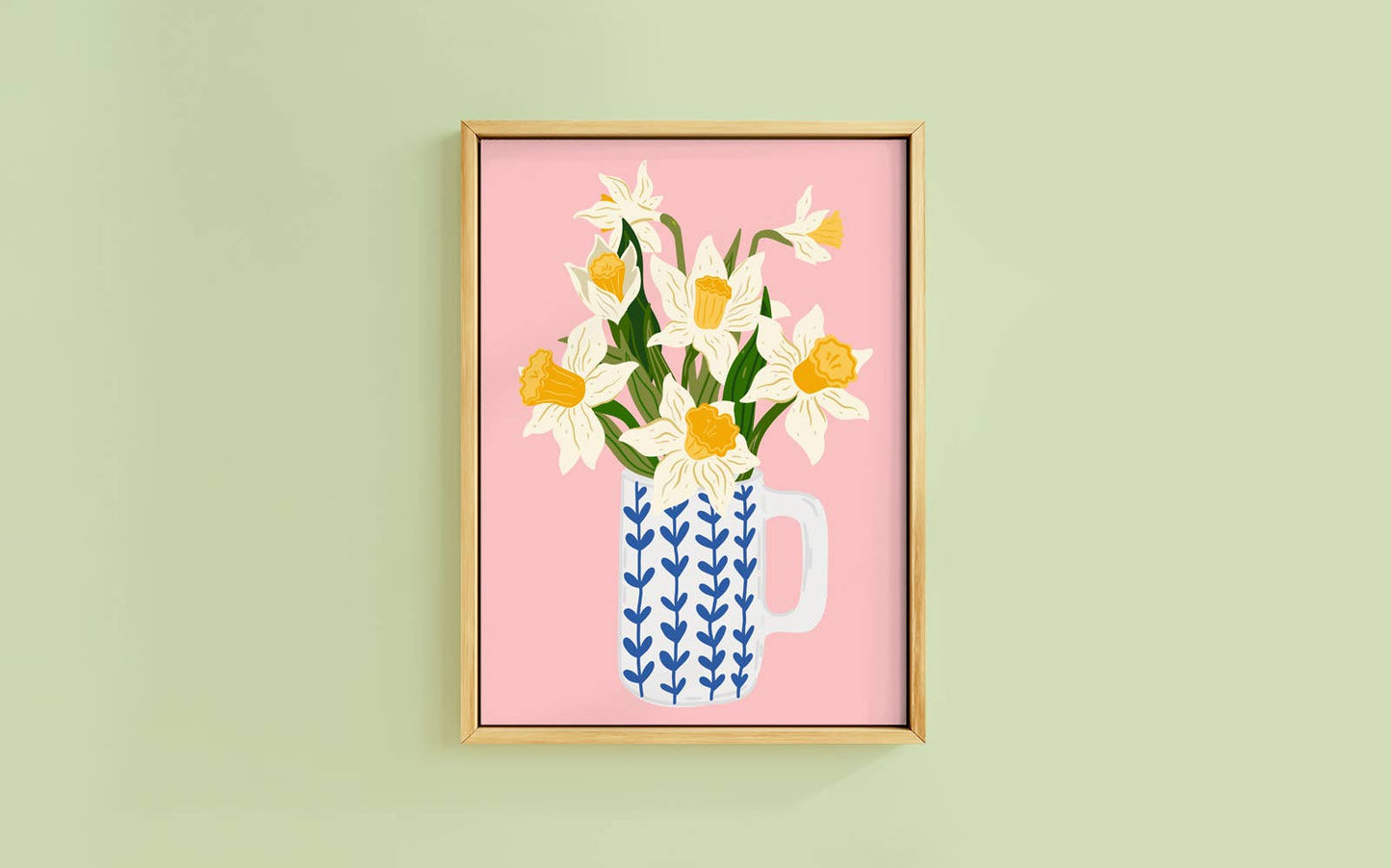 DAFFODIL JUG - PINK ART PRINT: A4