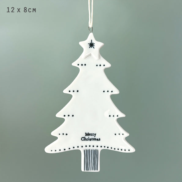 Porcelain Christmas Tree hanger - Merry Christmas