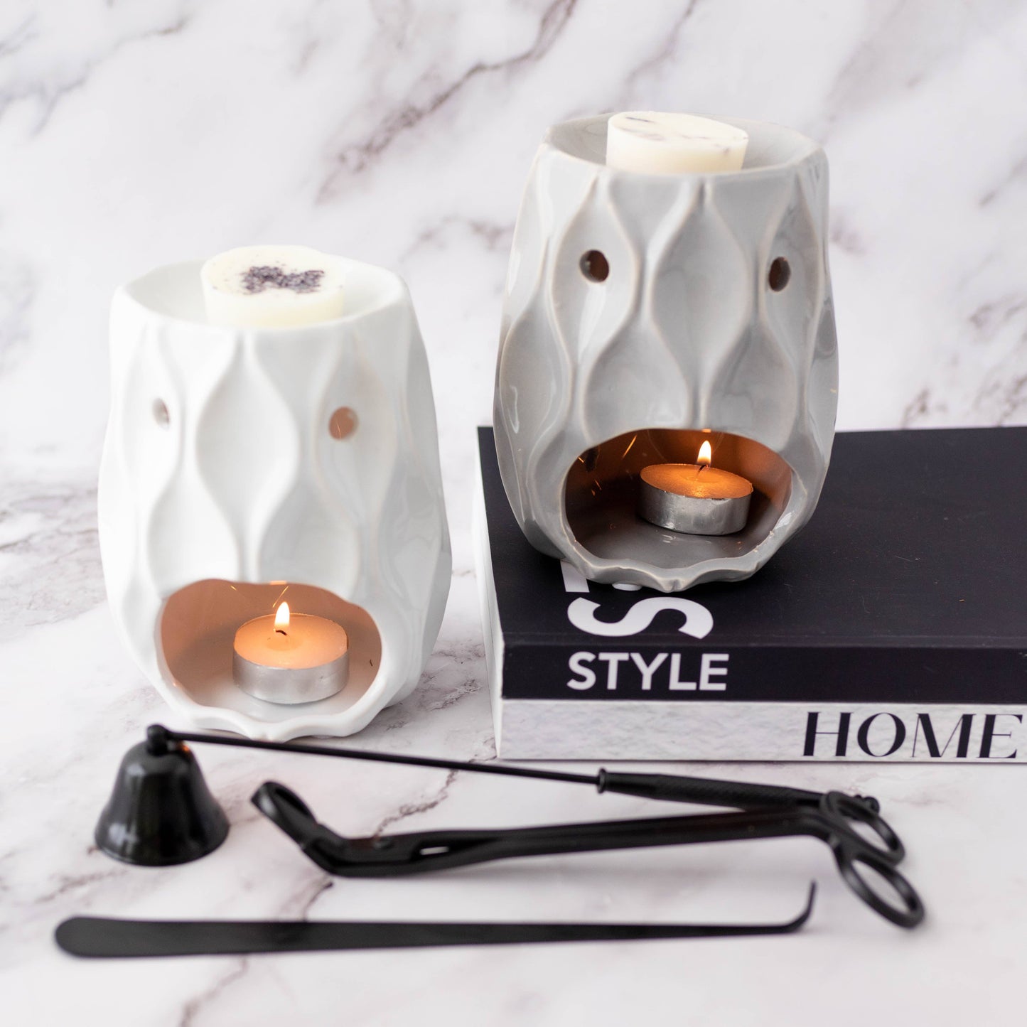 Geometric Wax Melt Burner | Wax Melt Warmer: Grey