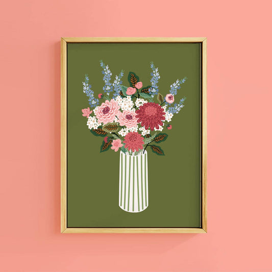 DAHLIA SAGE FLOWER BUNCH PRINT: A4